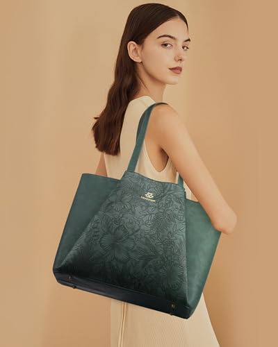 Image of LOVEVOOK Laptop Tote for Women - 15.6 Inch Faux Leather Laptop Bag with Clutch, Large Capacity Office Purse Computer