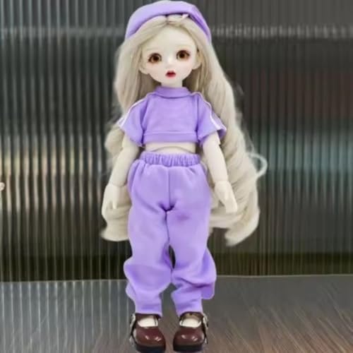 Image of Tickles Movable Joints Doll with Beautiful Eyes Fashionable Dress for Kids Girls (Color: Purple Size: 30 cm)