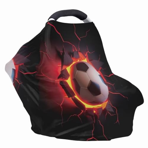 Image of Coldinair Cool Soccer 4 in 1 Multipurpose Nursing Cover,Car Seat Canopy for Babies Boys Girls,Soft Stretchy Baby Car Seat Cover,Lightweight and Comfortable
