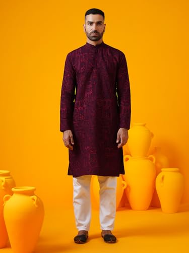 Image of SOJANYA (Since 1958 Men's Cotton Rayon Shiny Thread Sequinned Only Long Kurta