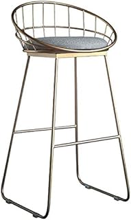 DAGCOT Taburete de la Barra, Silla de la Cocina el Desayuno Silla Silla de Esponja Acolchada, Alta Silla de Metal (Color : Gold, Size : 75cm)