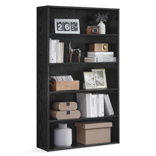 Image of VASAGLE Custos Collection - Bookshelf, 5-Tier Bookcase, Book Shelf, Open Storage Shelf, 9.4 x 31.5 x 52.5 Inches, for Living Room, Home Office, Dinning Room, Ebony Black ULBC175T56