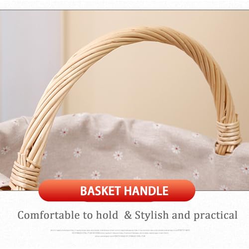 Picknickkorb aus Weide, Korb Geflochten mit Henkel, Handlicher Einkaufskorb aus Weide, Baumwolle Stoffbezug Picnic Basket, Leichtgewicht, Kleiner Korb, 25.5X 21X 13 cm