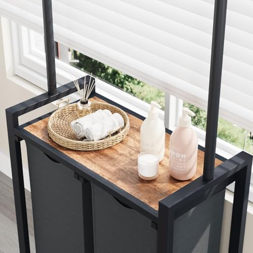 Cesto ropa vintage para dormitorio con perchero superior y base de hierro resistente 3
