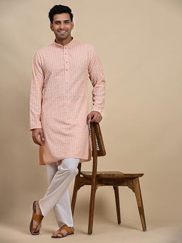 Image of Pro-Ethic Style Developer Men Silk Striped Father Son Matching Ethnic Wear Embroidery Mirror Work Kurta Pyjama Set |(Combo)B-117