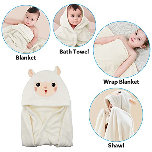 Image of ROMASA Baby Bath Towel Ultra Soft Hooded Towel Highly Absorbent Bathrobe Blanket Toddlers Shower Gifts for Boys Girls-27.5 inch x 55 inch (White)
