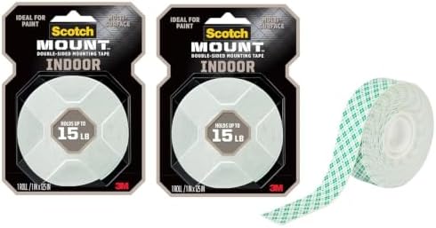Scotch-Mount Indoor Double-Sided Mounting Tape, White, 1 Roll, 1 x 125 in