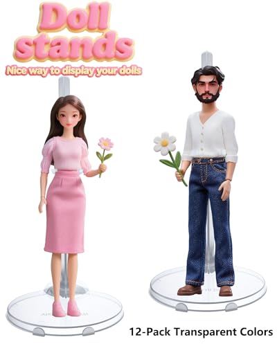 Image of 12 Pcs Adjustable Doll Stands - Transparent & Lightweight Display Rack for Dolls, Action Figures & Monsters