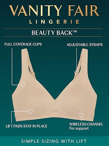 Image of Vanity Fair Women's Beauty Back Smoothing Wireless Bra with Lift, Simple Sizing Available S-3xl