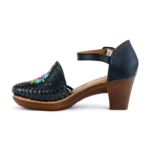 Colores De Mexico Mx Mexican Leather Shoes With Embroidered Flowers, With Heels For Women thumb #2