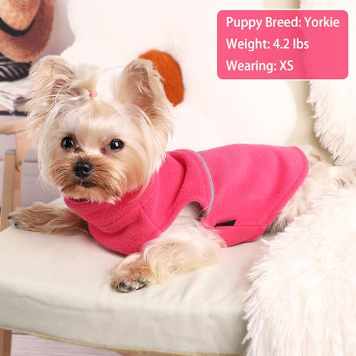 Image of Dog Clothes for Small Dogs Fleece Vest Dog Sweater Boy Girl, Warm Pullover Fleece Doggie Jacket, Winter Pet Ourfit Chihuahua Sweater - Yorkie Clothes (Rose, X-Small)