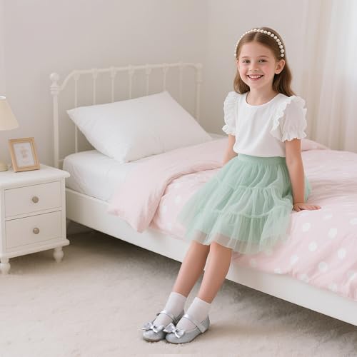 GINFIVE Toddler Girls Mary-Jane Little Girls Slip On Shoes Glitter Ballerina Flats Toddler3