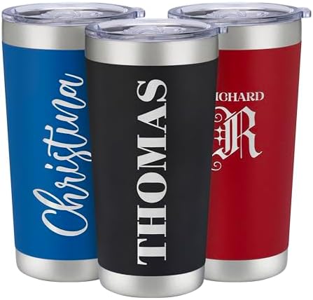 Personalized 20oz Tumbler with Engraved Name | Black Stainless St...