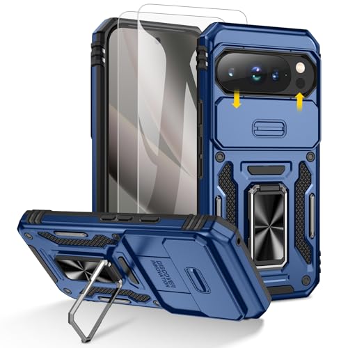 Doeshine Hülle für Google Pixel, Handyhülle mit Displayschutzfolie & Kameraschutz, Magnetisch Ring Ständer, Robust Fallschutz Militär Schutzhülle