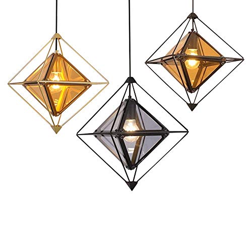 Lustre suspension fer verre or E27 dimension 40 * 40 multicolore