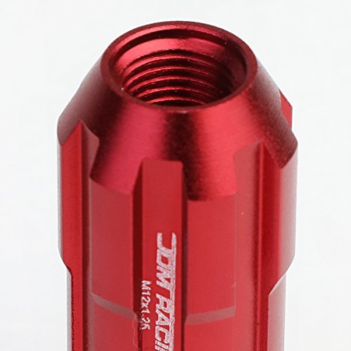 Image of DNA MOTORING LN-ZTL-9025-125-RD 20Pcs M12 x 1.25 Open End Style Wheel Lug Nuts w /Deep Drive Extension Adapter, 24mm OD /50mm H, Red