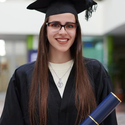 M MOOHAM Graduation Gifts for Her 2025, 14K White Gold Plated CZ Graduation Cap Heart Pendant Initial Necklaces for Women Teen Girls High School College Graduation Gifts for Her3