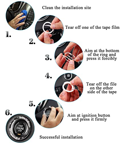 Image of ToBeQueen Car Bling Ring Crystal Car Stickers Rings Womens Car Decals,Bling Car Interior Accessory for Women,Black and White