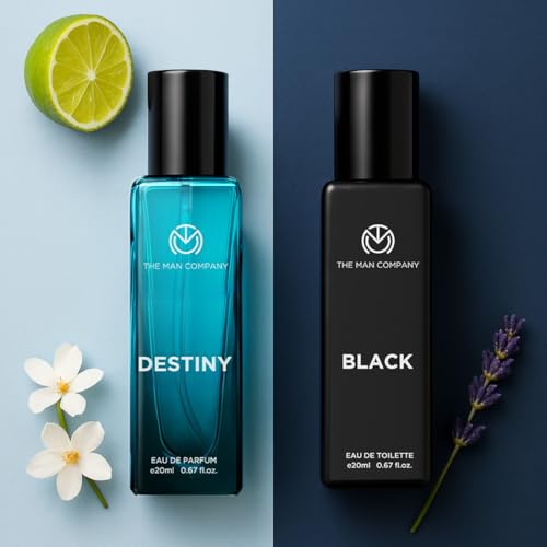 Image of The Man Company Fragrance Fusion Duo, Black and Destiny Perfume Gift Set | Eau De Parfum Set, 20ml x 2 | Gift for Man | Long-Lasting EDP for Men | Premium Perfume for Man | Valentine Gift Set For Husband, Boyfriend