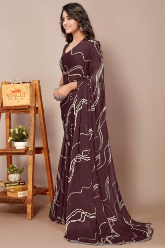 Image of MIRCHI FASHION Women's Ready to Wear 1 Minute Drape Chiffon Printed Saree with Blouse Piece