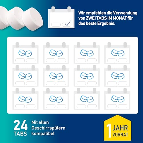 Aktiv 24x Spülmaschinenreiniger Tabs extra stark gegen Geruch & Kalk | Geschirrspüler Reiniger mit Formel für Tiefenreinigung | Hygiene Reinigung 1 Jahres Vorrat 5