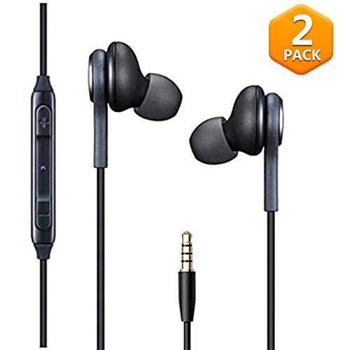 Headphones/Earphones/Earbuds 2 Pack,3.5mm Aux Wired in-Ear Stereo Headphones with Mic and Remote Control
