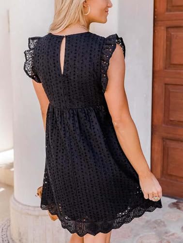 Image of California Romper Dress with Shorts and Pocket Solid Color California Lace Dress Romper Summer V-Neck Short Skirt
