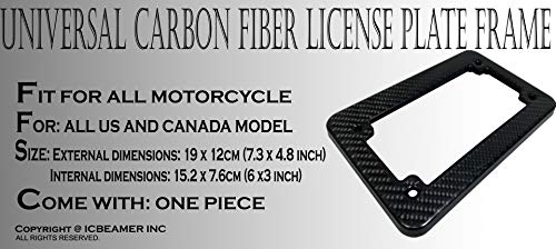 Icbeamer Racing Jdm Style Universal Fit Any Kind Of Motorcycle Real Carbon Fiber License Plate Frame [Pack Of 1 Pc] #TOP2