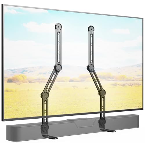 Soundbar Halterung zur Montage unter oder über das tv, passend für die meisten Soundbars bis 15 kg, für max. 90 cm, Soundbar Halterung am tv ohne Bohrer