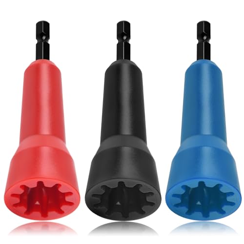 Image of Wire Twister Tool, Twist Wire Connector Socket, Driver with 1 /4 inch Chuck for electricians(3 Pack-black,red,blue)