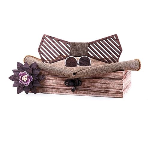 SLEDEZ Conjunto De Pajarita para Novio Pajarita de Madera Hecha a Mano Simple, Conjunto de Pajarita for Boda, Accesorios de Boda(Colour 5)