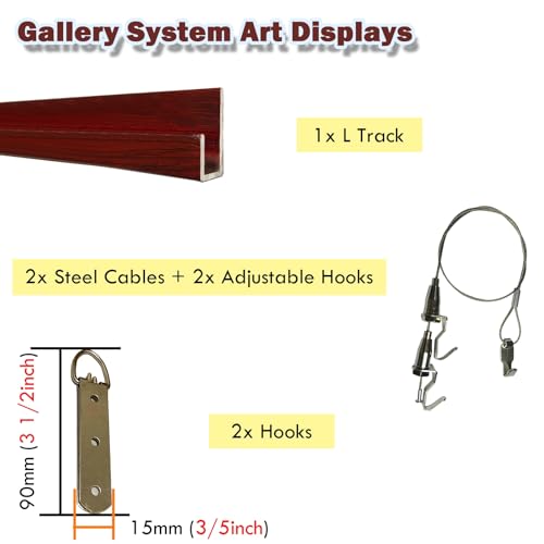 Image of AMUFJJ Wall Mount Heavy Gallery Rod Hanging System Track Kit, Flexible Rail Picture Frame Hanger for Kids Artwork /Photo, Picture Track with Hardware(140cm /4.6' Rail,200cm /6.6' Cable)