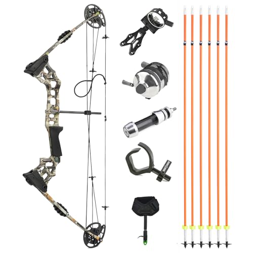 Bowfishing Compound Bow Kit with Bowfishing Arrow Complete Bow Fishing Combo kit Right/Left Handed 20-70 LBS Draw Length 24