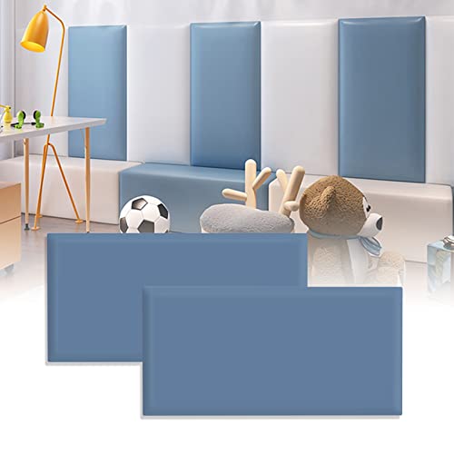 3D Anti-Collision Wall Padding for Kids, Peel and Stick Upholstered Wall Panels, Queen Headboard, Playroom Decorative Protection Panel, Pack of 2...