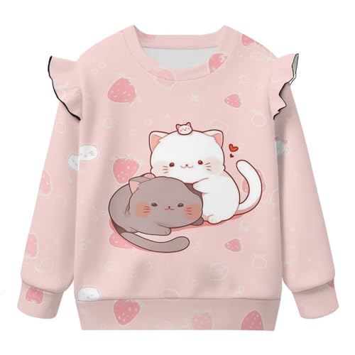 Pullover Sweatshirt 1-8 Years Ruffle Long Sleeve Shirt for Girls Trendy Round Neck Sweaters Kids Tops4