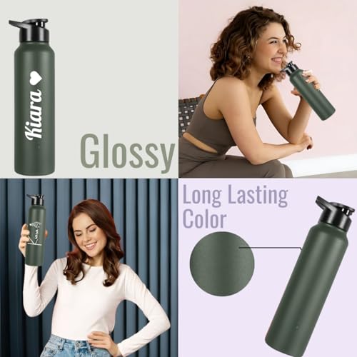 Image of CASPIAN / / / Hike Stainless Steel Customize Sipper Water Bottle Leak Proof Thunder for Fridge Home Office Travel School Kids Boys Girls Adults Sports Gym Yoga (M-Green 1 Litre, Set of 1)