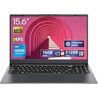 UOWAMOU 15.6-inch, 16GB RAM, 512GB SSD, FHD IPS Display Laptop Computer, N5095 Quad Core, 2.4/5G WiFi, BT4.2 Backlit and Fingerprint, Lightweight and Portable