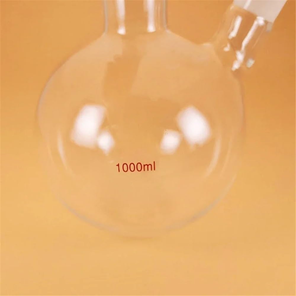 Laborausstattung und -bedarf 1 Stück Labor-Reaktionskolben aus Borosilikatglas mit rundem Boden und zwei Öffnungen, 100–2000 ml