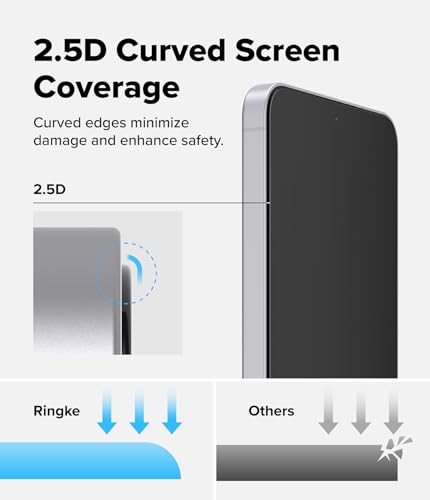Image of Ringke Easy Slide for Samsung Galaxy S25 FE Screen Protector with Installation Tool [2 Pack] [Scratch Resistant] HD Quality Shatterproof 9H Tempered Glass with Fingerprint Resistant Coating