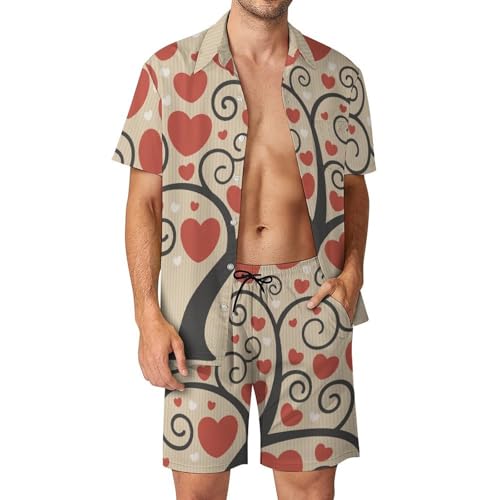 Chemise Hawaïenne Hommes Ensemble Short et Pantalon de Plage pour l'Été