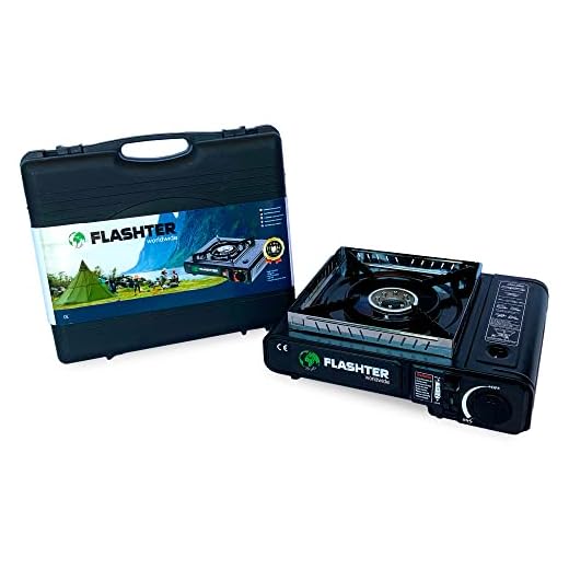 FLASHTER Cocina| Camping Gas| HORNILLO PORTATIL| Black| DE BUTANO | MALETIN | Mando REGULADOR | BOMBONA | Acampada