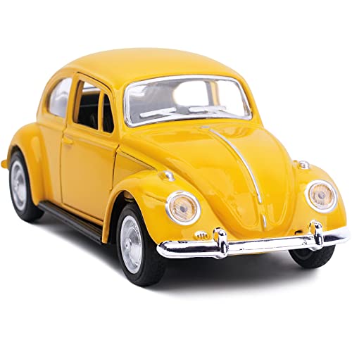 Berry President 1967 Classic Beetle Bug Vintage 1/32 Scale Diecast Metal Pull Back Car Model Toy for Gift/Kids (Yellow)