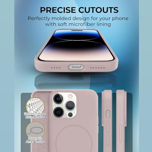 Image of iPhone 14 pro max Silicone Magsafe Case | Shock Proof Design & Camera Protection | Premium Rubberised Apple iPhone 14 pro max Cover (Microfiber Lining) | Magnetic Liquid Silicone - Pink
