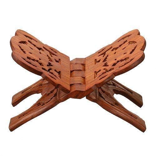 Wood Holy Book Stand – 10 Inch Brown Handmade Wooden Rehal for Religious Books, Gita, Quran, Bible & Ramayan