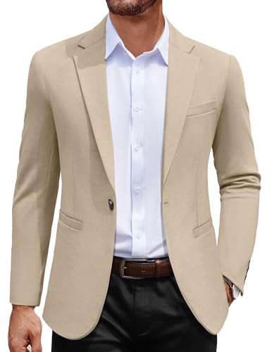 COOFANDY Men's Casual Blazer Jacket One Button Suit Jackets Lightweight Knit Sport Coat
