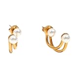 Mini Twisted Imitation Pearl Stainless Steel Women's Earrings Waterproof Jewelry Gift