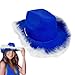 Boa Cowboy Hat, Trimmed Fashion Blue Cowgirl Hat | Felt Western Headwear, Party Costumes Headgear, Halloween