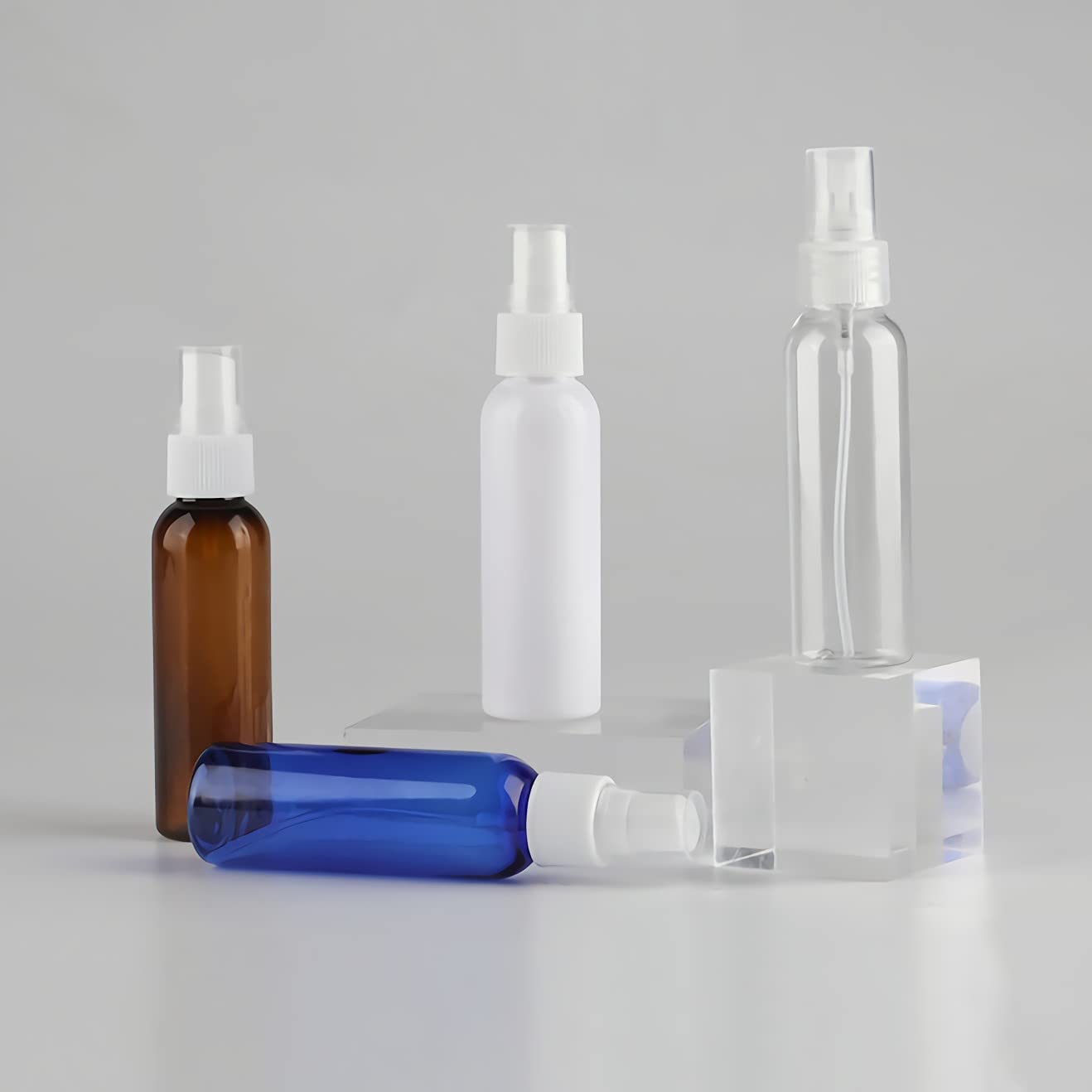 48 Stück Leer Kunststoff 60ml Braun Sprühflasche Klein mit Transparent Feinen Nebel Sprühpumpe, Reiseflaschen Zerstäuber Pumpflasche Parfumzerstäuber für Wasser