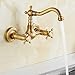Grifo Cocina Pared Grifo Lavabo Vintage Monomando con Cerámica en Latón con...