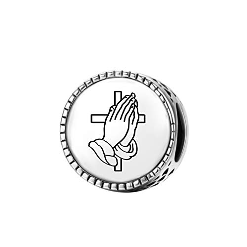 Image of Religious Cross Charm Christian Bible Verse Quotes CZ Bead for Pandora Bracelet